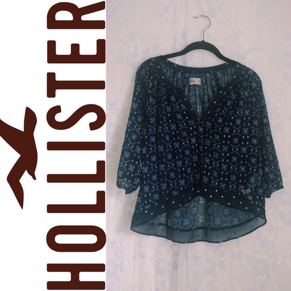 Hollister Sheer Printed Blouse/Cover-Up